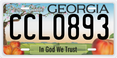 GA license plate CCL0893