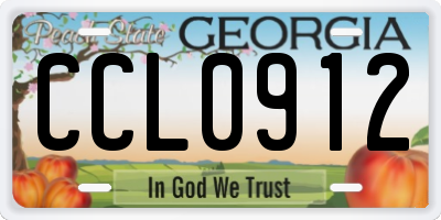 GA license plate CCL0912