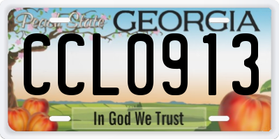 GA license plate CCL0913