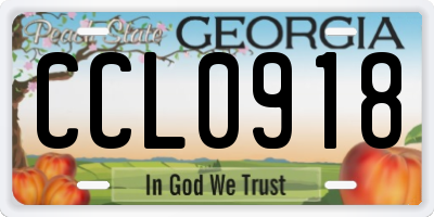 GA license plate CCL0918