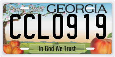 GA license plate CCL0919