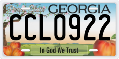 GA license plate CCL0922