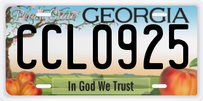 GA license plate CCL0925