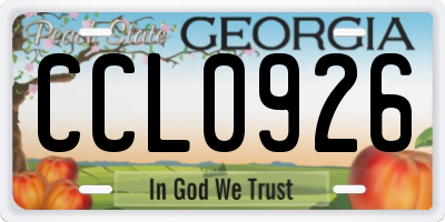GA license plate CCL0926