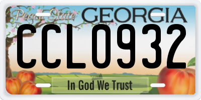GA license plate CCL0932