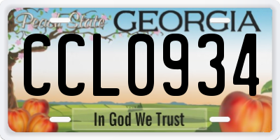 GA license plate CCL0934