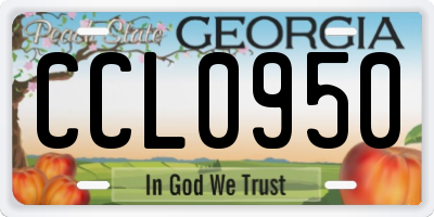 GA license plate CCL0950