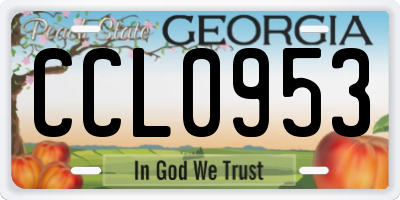 GA license plate CCL0953