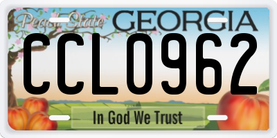 GA license plate CCL0962