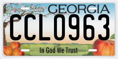 GA license plate CCL0963