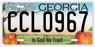 GA license plate CCL0967