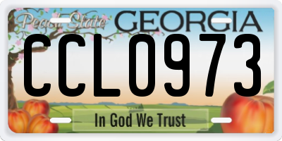 GA license plate CCL0973