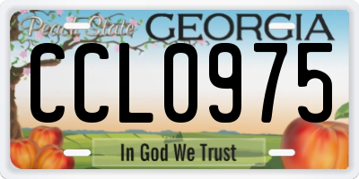 GA license plate CCL0975