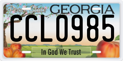 GA license plate CCL0985