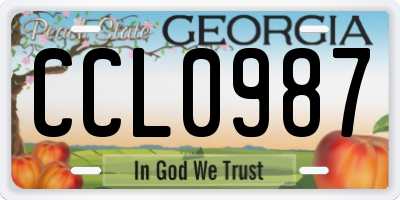 GA license plate CCL0987