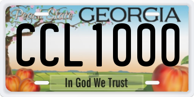 GA license plate CCL1000