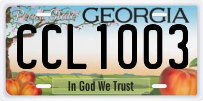 GA license plate CCL1003