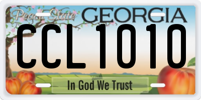GA license plate CCL1010