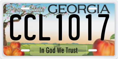 GA license plate CCL1017