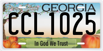 GA license plate CCL1025