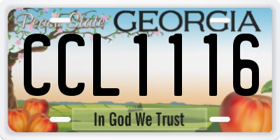 GA license plate CCL1116