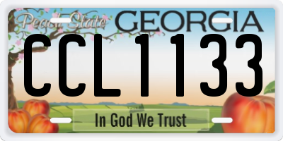 GA license plate CCL1133