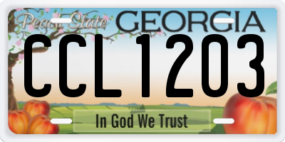 GA license plate CCL1203