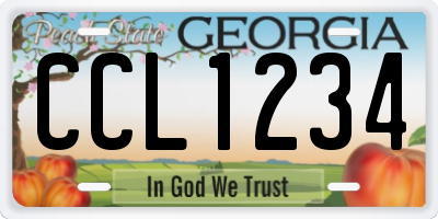 GA license plate CCL1234