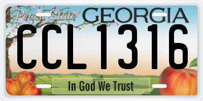 GA license plate CCL1316