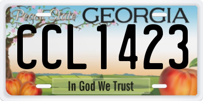 GA license plate CCL1423