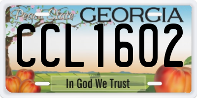 GA license plate CCL1602