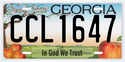 GA license plate CCL1647