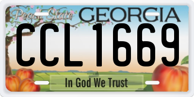 GA license plate CCL1669