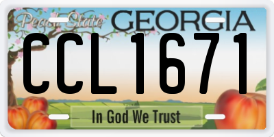 GA license plate CCL1671