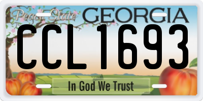 GA license plate CCL1693