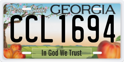 GA license plate CCL1694