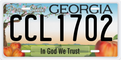 GA license plate CCL1702
