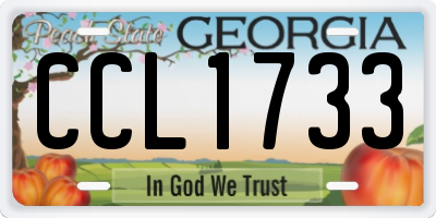 GA license plate CCL1733