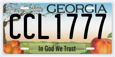 GA license plate CCL1777