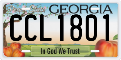 GA license plate CCL1801