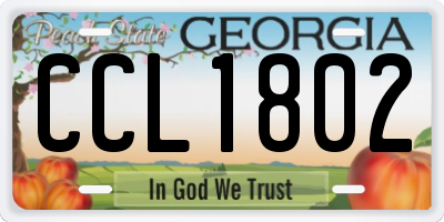 GA license plate CCL1802