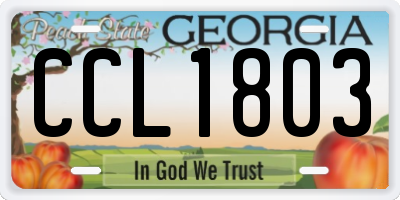 GA license plate CCL1803