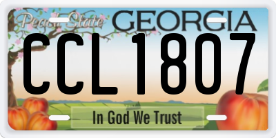 GA license plate CCL1807