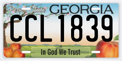GA license plate CCL1839