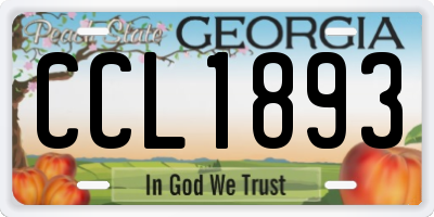 GA license plate CCL1893