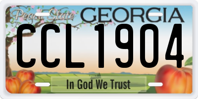 GA license plate CCL1904