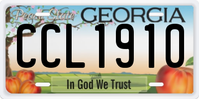 GA license plate CCL1910