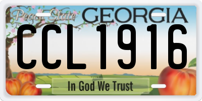 GA license plate CCL1916