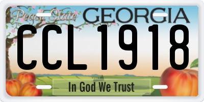 GA license plate CCL1918