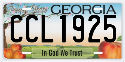 GA license plate CCL1925
